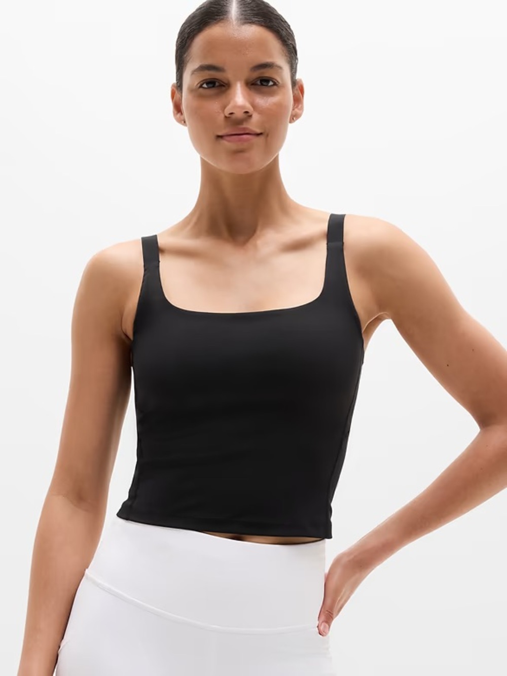 Athleta Black Square-Neck Crop Tank